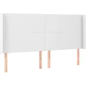 vidaXL Hoofdbord met randen 163x16x118/128 cm kunstleer wit