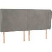 vidaXL Hoofdbord met randen 163x23x118/128 cm fluweel lichtgrijs