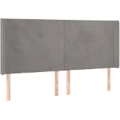vidaXL Hoofdbord met randen 163x16x118/128 cm fluweel lichtgrijs