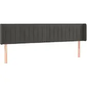 vidaXL Hoofdbord met randen 183x16x78/88 cm fluweel donkergrijs