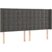 vidaXL Hoofdbord met randen 203x16x118/128 cm fluweel donkergrijs