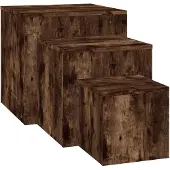 vidaXL Bijzettafels 3 st bewerkt hout gerookt eikenkleurig