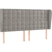 vidaXL Hoofdbord met randen 183x23x118/128 cm fluweel lichtgrijs