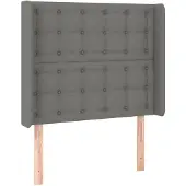 vidaXL Hoofdbord met randen 93x16x118/128 cm stof donkergrijs