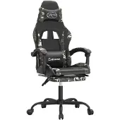 vidaXL Gamestoel met voetensteun kunstleer zwart en camouflage