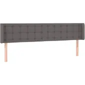vidaXL Hoofdbord met randen 203x16x78/88 cm kunstleer grijs