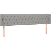 vidaXL Hoofdbord met randen 203x16x78/88 cm stof lichtgrijs