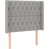 vidaXL Hoofdbord met randen 103x16x118/128 cm stof lichtgrijs