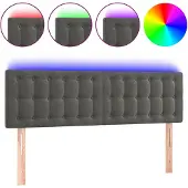 vidaXL Hoofdbord LED 144x5x78/88 cm fluweel donkergrijs
