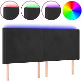 vidaXL Hoofdbord LED 163x16x118/128 cm fluweel zwart