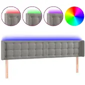 vidaXL Hoofdbord LED 183x16x78/88 cm fluweel lichtgrijs