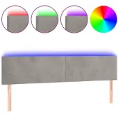 vidaXL Hoofdbord LED 200x5x78/88 cm fluweel lichtgrijs