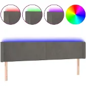 vidaXL Hoofdbord LED 203x16x78/88 cm fluweel donkergrijs
