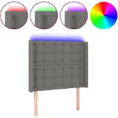 vidaXL Hoofdbord LED 103x16x118/128 cm stof donkergrijs