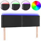 vidaXL Hoofdbord LED 144x5x78/88 cm kunstleer zwart