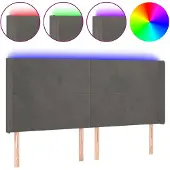 vidaXL Hoofdbord LED 183x16x118/128 cm fluweel donkergrijs