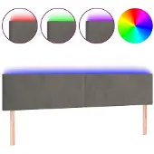 vidaXL Hoofdbord LED 180x5x78/88 cm fluweel donkergrijs