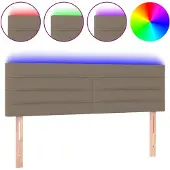 vidaXL Hoofdbord LED 144x5x78/88 cm stof taupe
