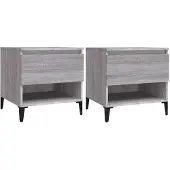 vidaXL Bijzettafels 2 st 50x46x50 cm bewerkt hout grijs sonoma eiken
