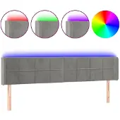 vidaXL Hoofdbord LED 203x16x78/88 cm fluweel lichtgrijs