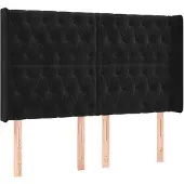 vidaXL Hoofdbord met randen 147x16x118/128 cm fluweel zwart