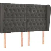 vidaXL Hoofdbord met randen 147x23x118/128 cm fluweel donkergrijs