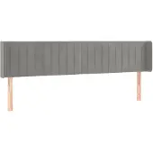 vidaXL Hoofdbord met randen 203x16x78/88 cm fluweel lichtgrijs
