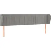 vidaXL Hoofdbord met randen 183x23x78/88 cm fluweel lichtgrijs