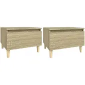 vidaXL Bijzettafels 2 st 50x46x35 cm bewerkt hout sonoma eikenkleurig