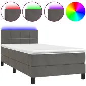 vidaXL Boxspring met matras en LED fluweel donkergrijs 100x200 cm