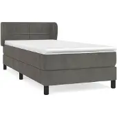 vidaXL Boxspring met matras fluweel donkergrijs 90x200 cm
