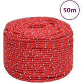vidaXL Boottouw 6 mm 50 m polypropyleen rood