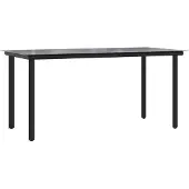 vidaXL Tuintafel 160x80x74 cm staal en gehard glas zwart