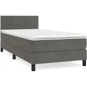 vidaXL Boxspring met matras fluweel donkergrijs 80x200 cm