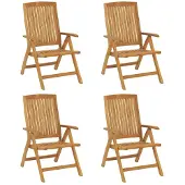 vidaXL Tuinstoelen 4 st verstelbaar massief teakhout