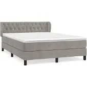 vidaXL Boxspring met matras fluweel lichtgrijs 140x200 cm