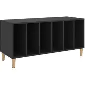 vidaXL Platenkast 100x38x48 cm bewerkt hout zwart