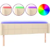 vidaXL Hoofdbord LED 203x16x78/88 cm stof crèmekleurig