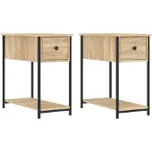 vidaXL Nachtkastjes 2 st 30x60x60 cm bewerkt hout sonoma eikenkleurig