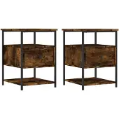 vidaXL Nachtkastjes 2 st 40x42x56 cm bewerkt hout gerookt eikenkleurig