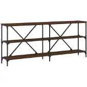 vidaXL Wandtafel 180x30x75 cm bewerkt hout en ijzer bruin eikenkleur