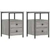 vidaXL Nachtkastjes 2 st 34x35,5x50 cm bewerkt hout grijs sonoma eiken