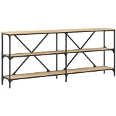 vidaXL Wandtafel 180x30x75 cm bewerkt hout en ijzer sonoma eikenkleur