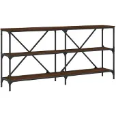 vidaXL Wandtafel 160x30x75 cm bewerkt hout en ijzer bruin eikenkleur