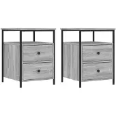 vidaXL Nachtkastjes 2 st 44x45x60 cm bewerkt hout grijs sonoma eiken