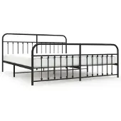 vidaXL Bedframe met hoofd- en voeteneinde metaal zwart 200x200 cm