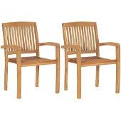 vidaXL Tuinstoelen stapelbaar 2 st massief teakhout