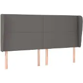 vidaXL Hoofdbord met randen 163x23x118/128 cm kunstleer grijs