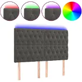 vidaXL Hoofdbord LED 160x7x118/128 cm fluweel donkergrijs