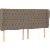vidaXL Hoofdbord met randen 203x23x118/128 cm stof taupe